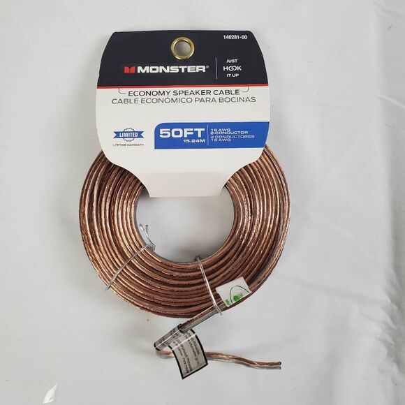 Monster 50FT Economy Speaker Cable – 18AWG 2-Conductor Copper Wire - Picture 1 of 2